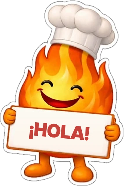 La llamita de Fuego & Sabor saludando