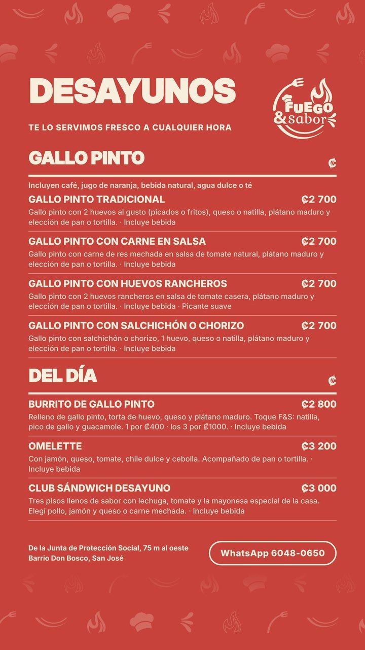 Menú Fuego & Sabor, página 2: Desayunos