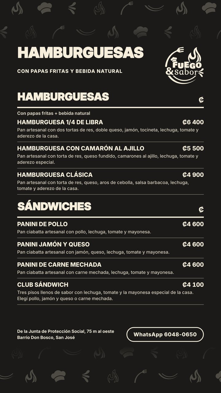 Menú Fuego & Sabor, página 7: Hamburguesas