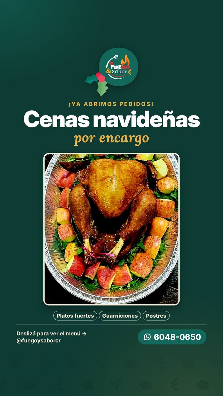 Menú de cenas navideñas Fuego & Sabor, página 1: Portada