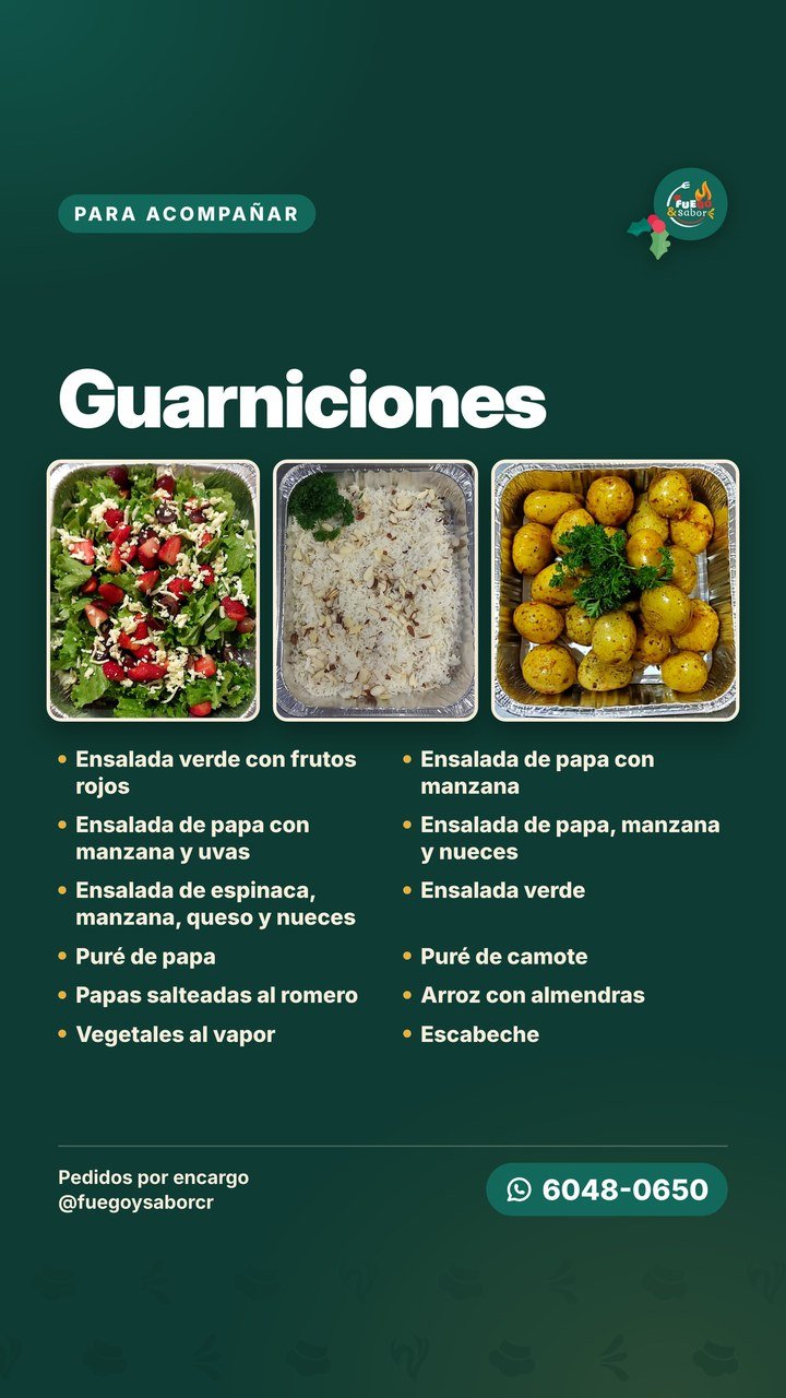 Menú de cenas navideñas Fuego & Sabor, página 5: Guarniciones